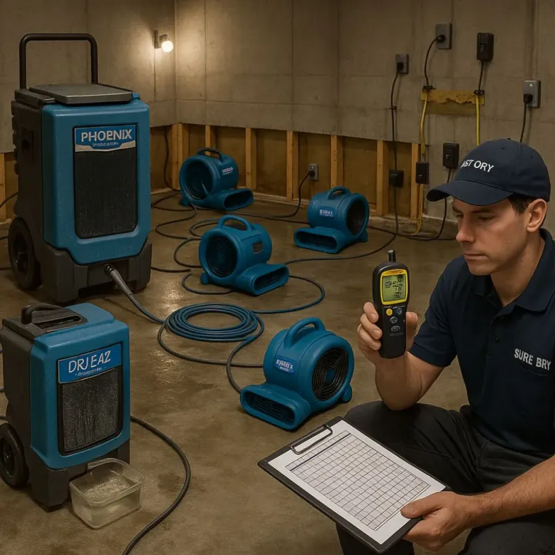 Structural Drying and Dehumidification process in Georgetown, SC